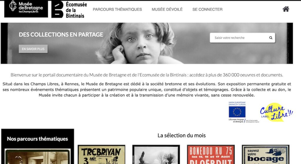 Capture d'écran du portail des collections du Musée de Bretagne