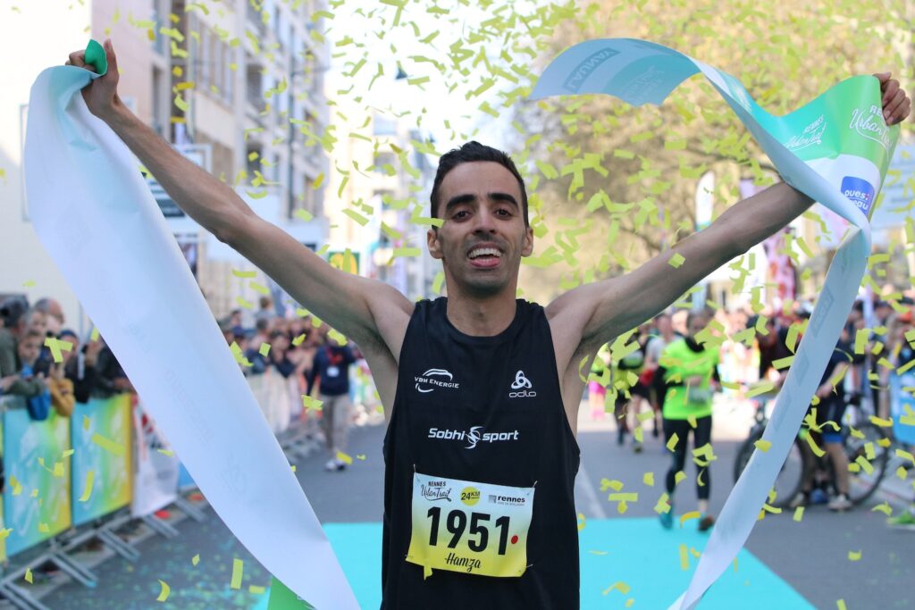 Hamza El Ouardi à l'arrivée de l'Urban Trail de Rennes