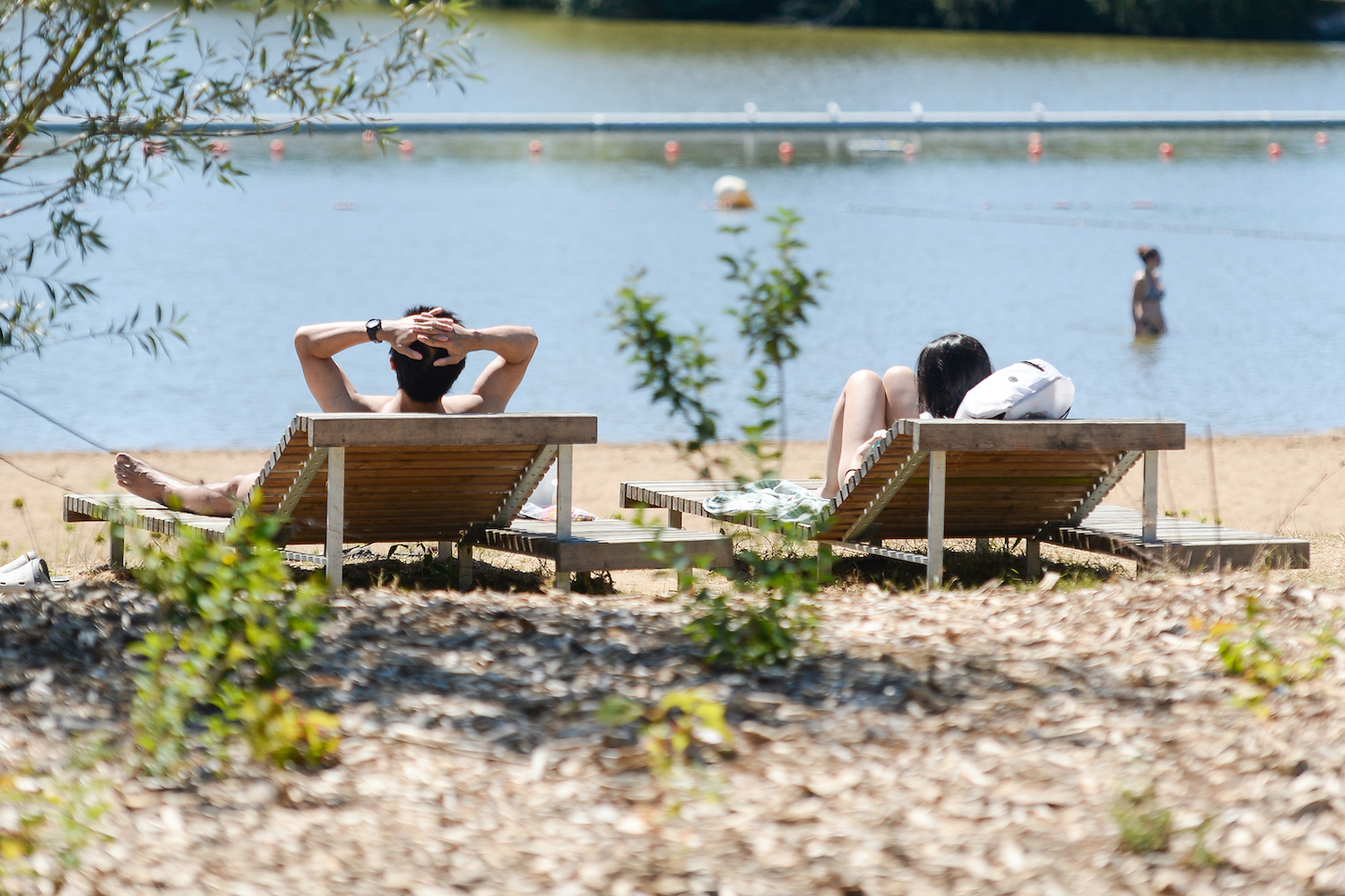 Sur la plage des étangs d'Apigné à Rennes