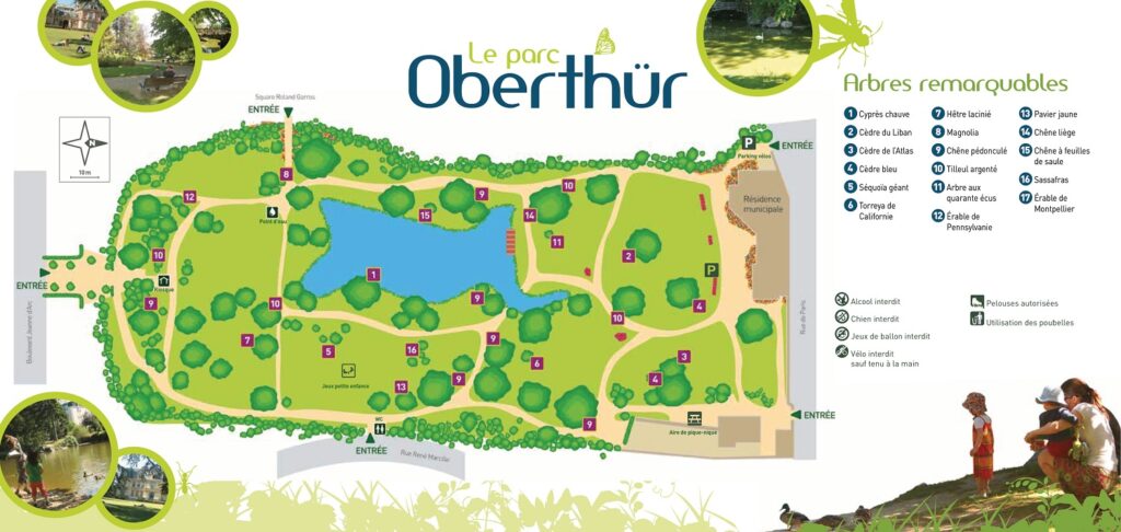 Le plan du parc Oberthür à Rennes