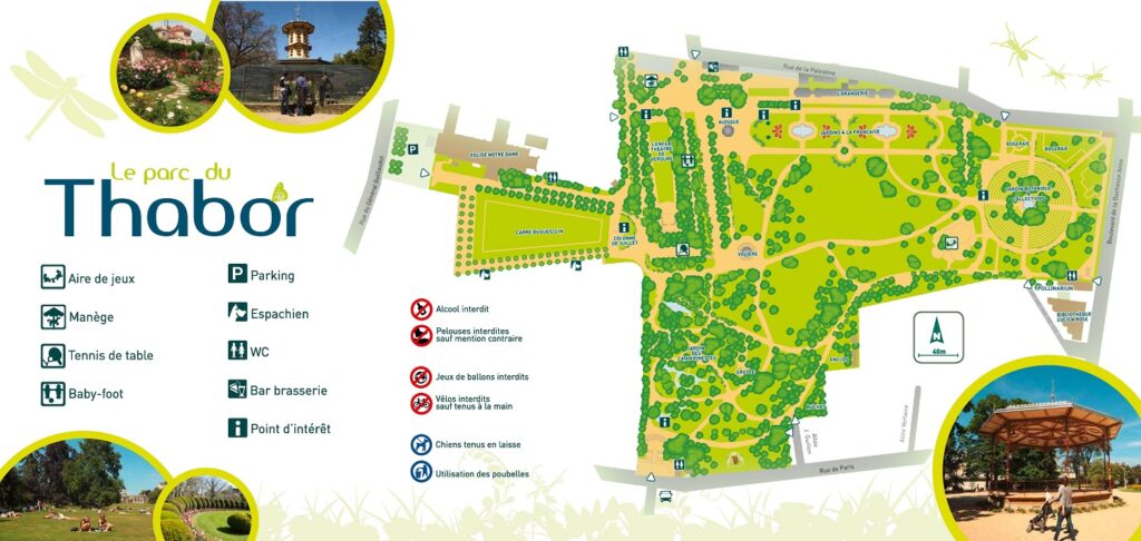 Le plan du parc du Thabor à Rennes