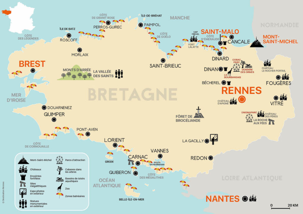 Rennes est idéalement située pour visiter les sites majeurs de la Bretagne