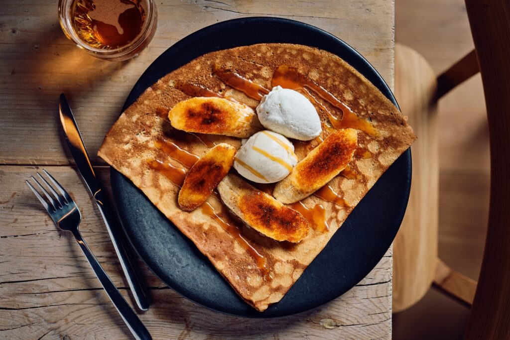 Crêpe banane-caramel