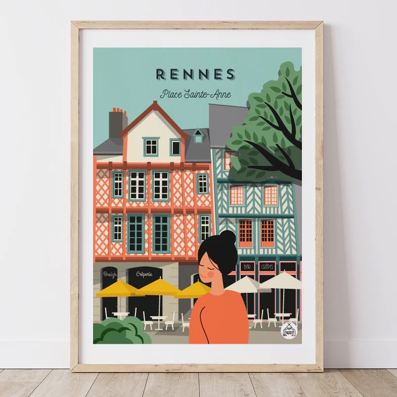 Affiche vintage de Rennes par les Petits Yéyés.
