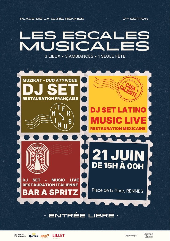 Affiche des Escales musicales, la fête de la musique de la Place de la Gare