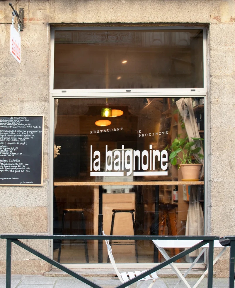 Devanture de La Baignoire, à Rennes