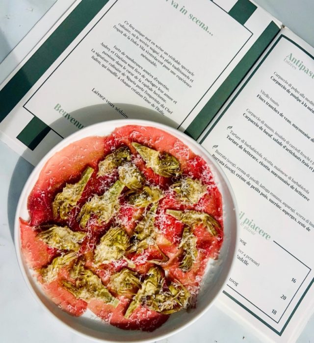 Plat et carte du restaurant Sipario, à Rennes